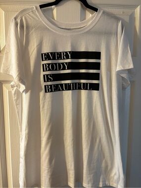 torrid White Tee with Black "Every Body Is Beautiful" Print